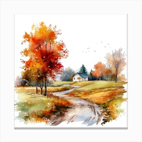 Watercolor Of Autumn Canvas Print