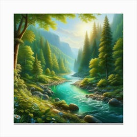 River In The Forest 13 Canvas Print