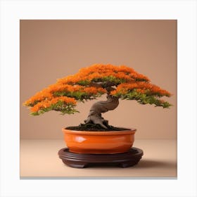 Orange bonsai in orange pot Canvas Print