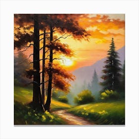 Sunset In The Forest 54 Canvas Print