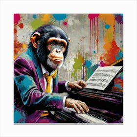 Piano chimps 5 Canvas Print