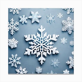 Snowflakes On A Blue Background 2 Canvas Print