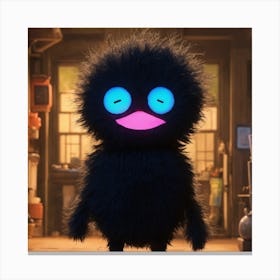 Black Creature With Blue Eyes Canvas Print