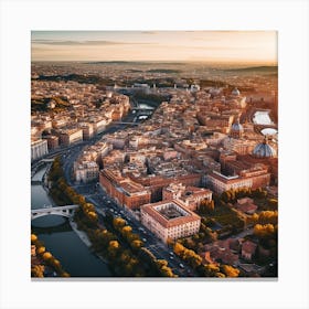 Aerial View Of Rome At Sunset Canvas Print