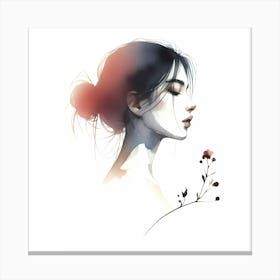 Watercolor Of A Girl Canvas Print