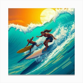 Surfer Couple Canvas Print