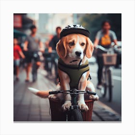 Beagle On A Bicycle Canvas Print