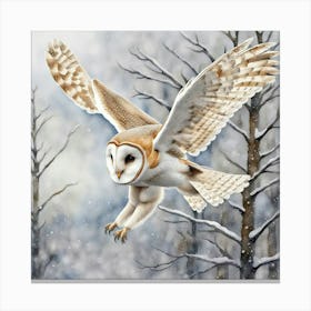 Barn Owl In Flight Canvas Print