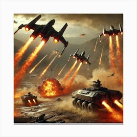 Flame Seraph Attacking Support Vehicles Canvas Print