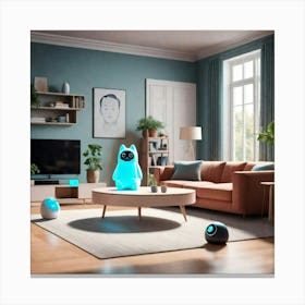 Living Room With Robots Canvas Print