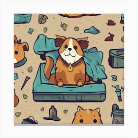 Homeless Pets Simple Sticker In Pixar Style (1) Canvas Print