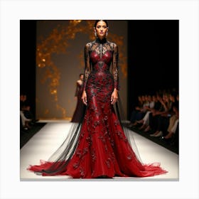 Red And Black Evening Gown 1 Stampe su tela