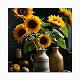 Sunflowers In A Vase Canvas Print