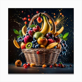 Fruit Basket On Black Background 2 Canvas Print