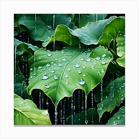 Raindrops On Leaves 3 Canvas Print