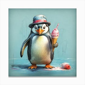 Penguin Ice Cream 4 Canvas Print