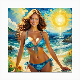 Girl In A Bikiniguj Canvas Print