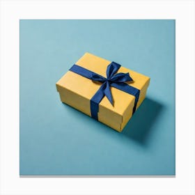 Gift Box On Blue Background 6 Canvas Print