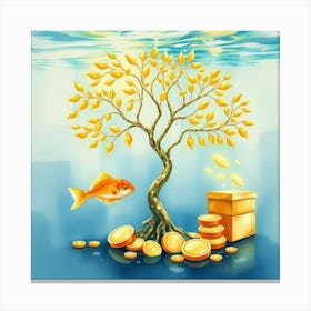 Gold Tree With Gold Coins 9 Canvas Print