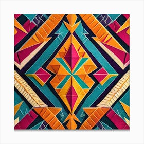 Firefly Beautiful Modern Abstract Detailed Native American Tribal Pattern And Symbols With Uniformed (7) Canvas Print