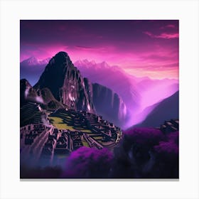 Purple Sky Over Machu Picchu Soothing Landscape Canvas Print