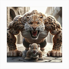 Jaguar And Cub 1 Canvas Print