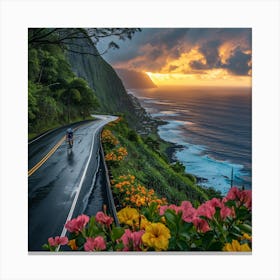 Sunset On The Road Canvas Print