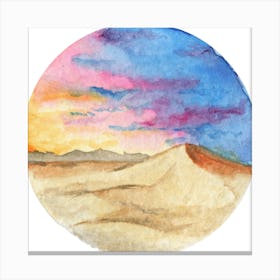 Desert Sunset Watercolor Painting Canvas Print