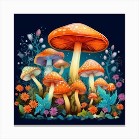 Mushrooms In The Forest 80 Canvas Print