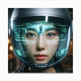 Futuristic Woman In Helmet 3 Canvas Print