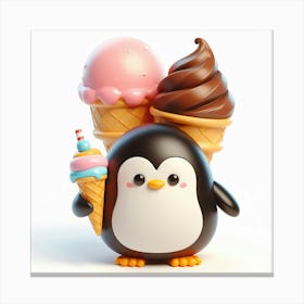 Ice Cream Penguin 5 Canvas Print