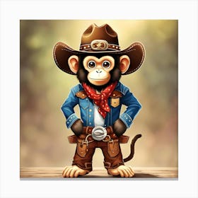 Cute Monkey In A Cowboy Costume Canvas Print
