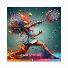 Colorful Tennis Player Canvas Print