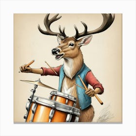 Deer Drumming 3 Canvas Print