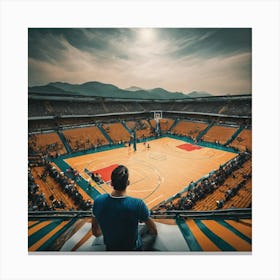 Man Watching Basketball Game Canvas Print