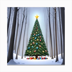 Christmas Tree In The Forest 69 Canvas Print