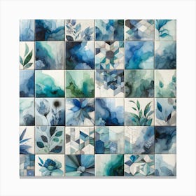 Blue Tile Wall Art Canvas Print