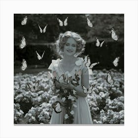 Girl With Butterflies Canvas Print