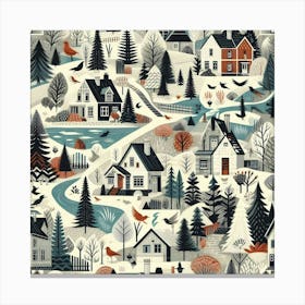 Cozy And Athmospheric Winter Village Canvas Print