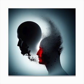 Lost Memories Man Heads in a Ying And Yang Style Abstract Illustration With A Red Contrast Color Canvas Print