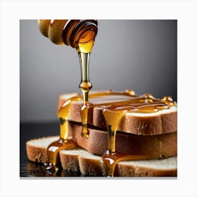 Honey Pouring On Bread Canvas Print