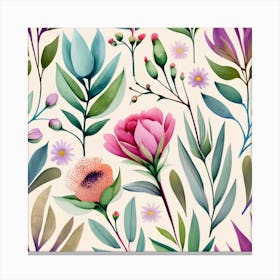 Watercolor Floral Pattern 2 Canvas Print