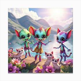 Alien Kids In The Forest Canvas Print