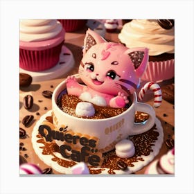 Kitty In A Cup Canvas Print