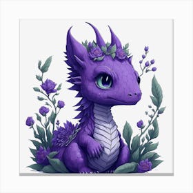 Purple Floral Dragon (2) Canvas Print