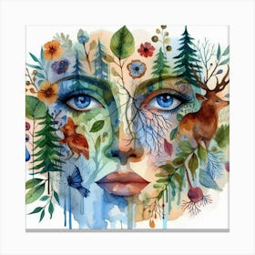 Watercolor Of A Woman'S Face 23 Canvas Print