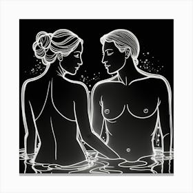 Couple In The Water Canvas Print
