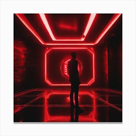 Man Standing In A Red Room Canvas Print