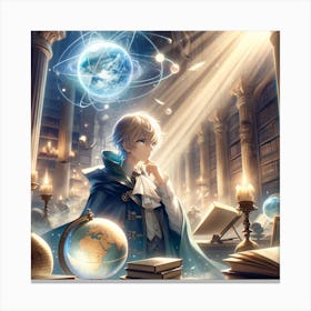 Boy In A Library Canvas Print