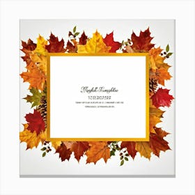 Autumnal Leaf Illustration One Central Maple Foliage Display Flanked By Smaller Elements Of Orange Canvas Print